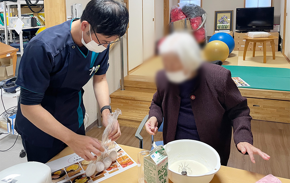 季節の音楽に合わせて調理訓練